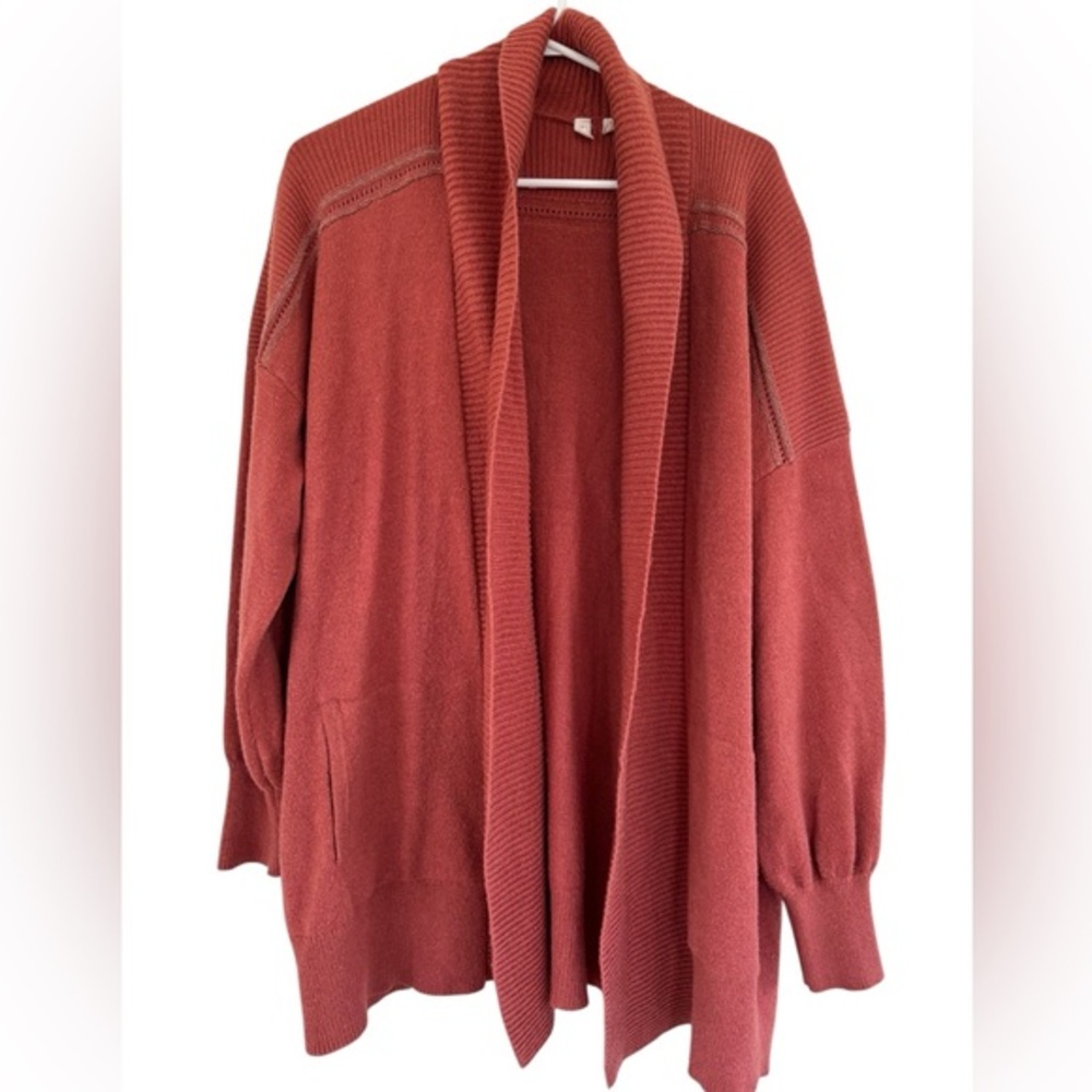 Anthropologie Moth Open Front Knit Cardigan Light Rust‎ Color Oversized Size M/L